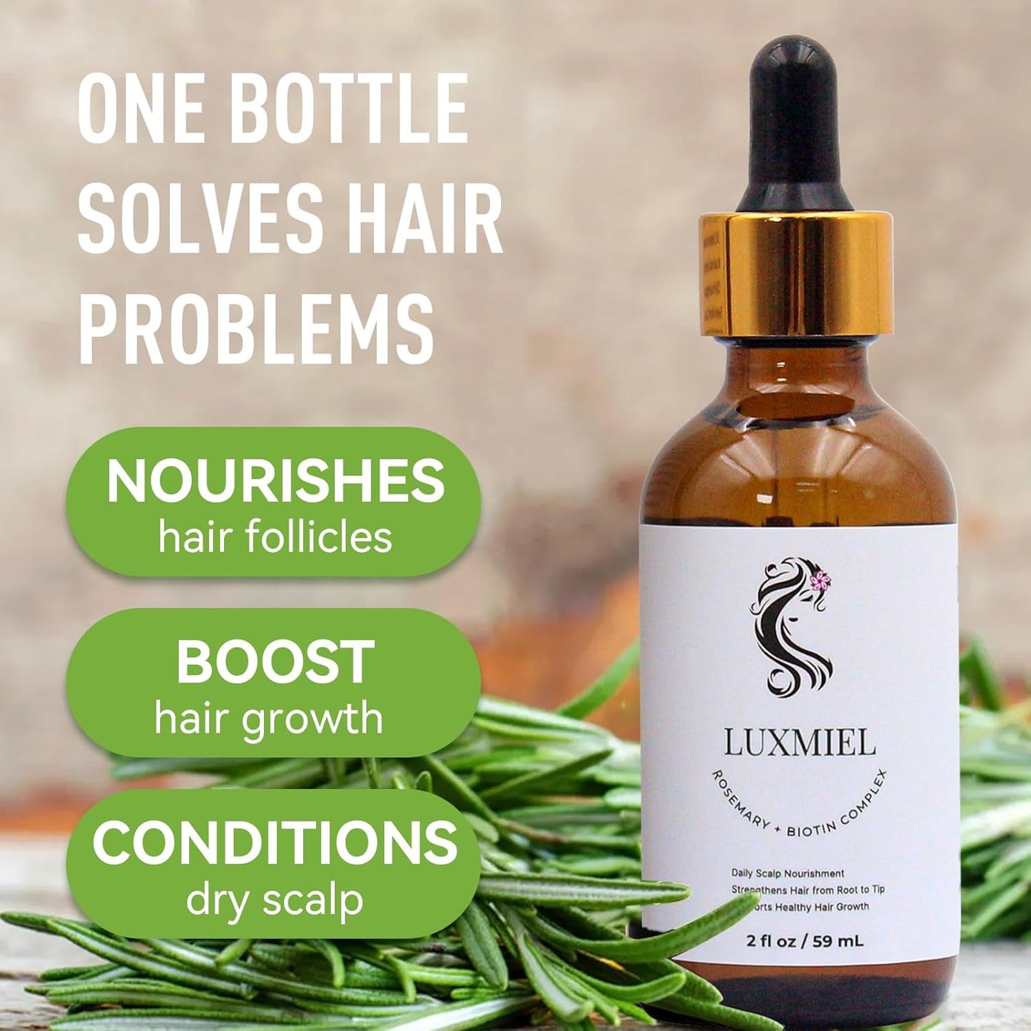Rosemary Oil for Hair Growth Organic, 100% Pure Organic Rosemary Mint Scalp & Hair Strengthening Oil for Eyebrow and Eyelash 60ml - 2 Oz