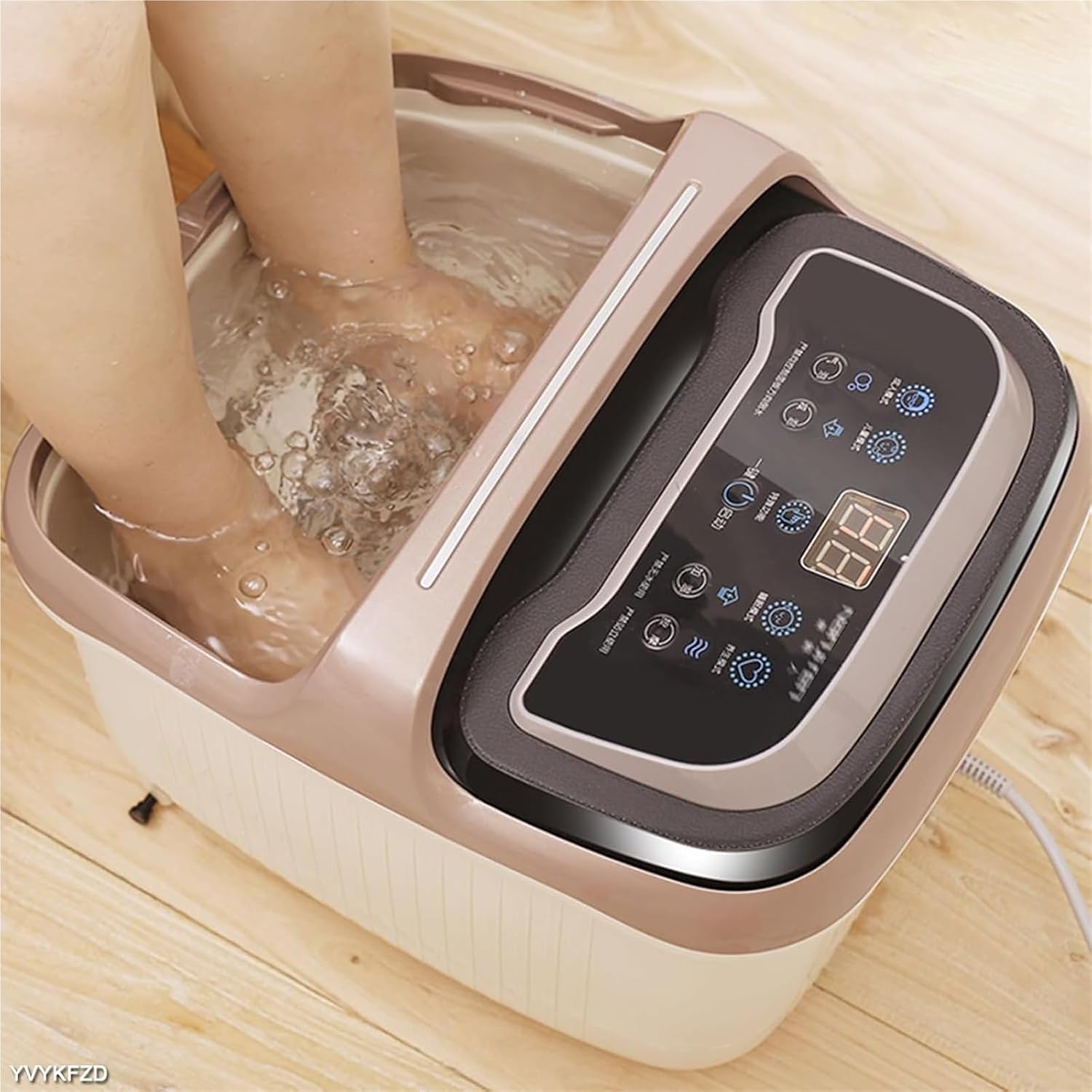 Foot Spa Bath Massager with Heat， Foot Soak Tub with Lid Heat Bubbles Temperature Control for Tired Feet Relieve Muscle Pain