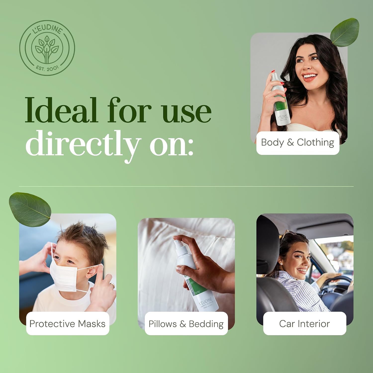 L'EUDINE Refreshing Splash with Eucalyptus Oil-Respiratory Care Body & Room Spray Mint and Aloe Infused Mist for Family Wellness, MultiUse Aromatherapy for Skin, Linens, and Small Spaces, 4 fl oz
