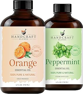 Handcraft Blends Sweet Citrus Mint Set: Peppermint and Orange Essential Oils – (2 x 4 Fl Oz) – 100% Pure & Natural – for Diffuser, Aromatherapy, and DIY Projects