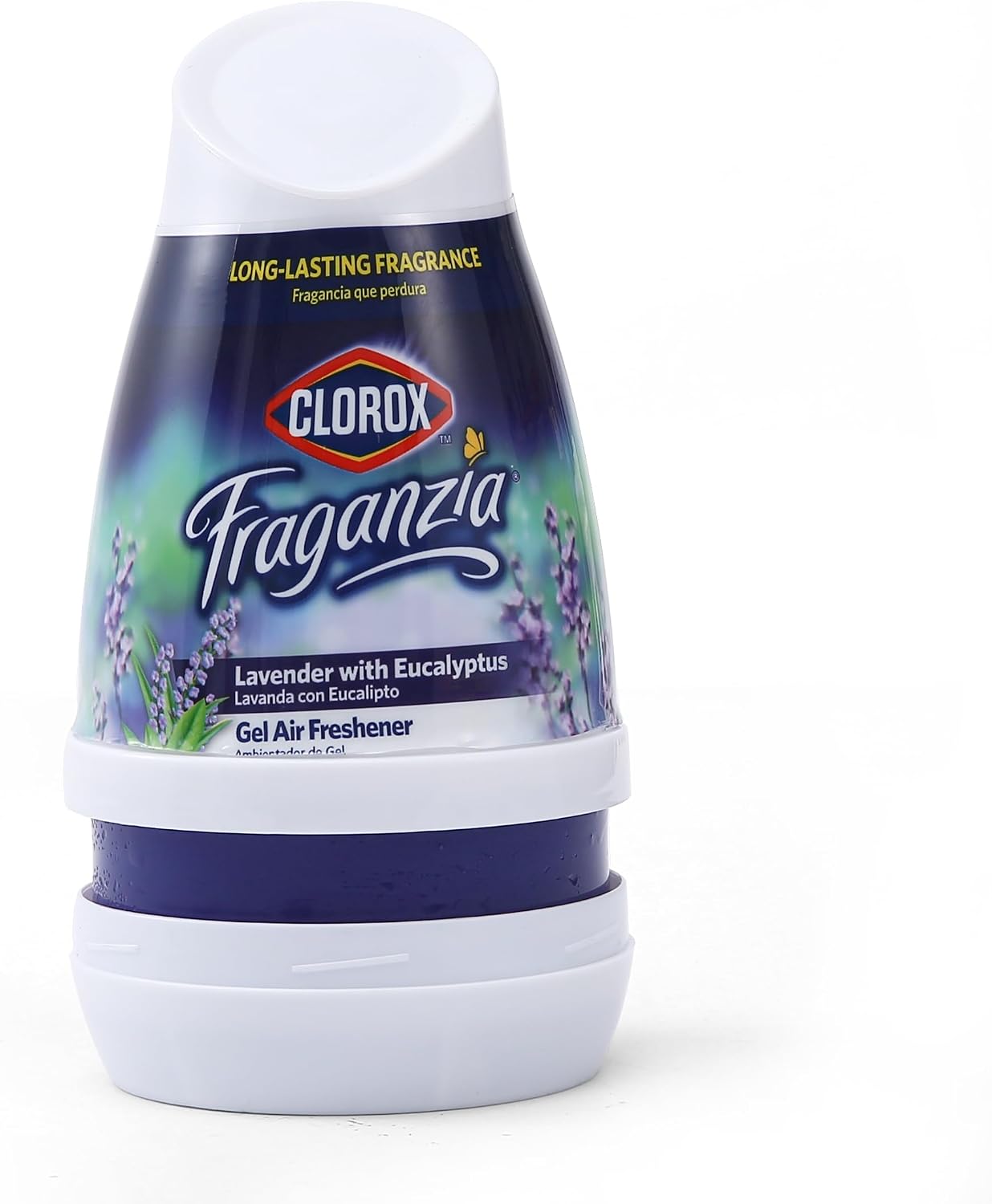Clorox Fraganzia Gel Air Freshener Cone, Adjustable Odor Eliminating Gel with Lavender and Eucalyptus Scent for Home, Bathroom, Office, Small Spaces, Long Lasting No Battery Freshener, 6 Oz