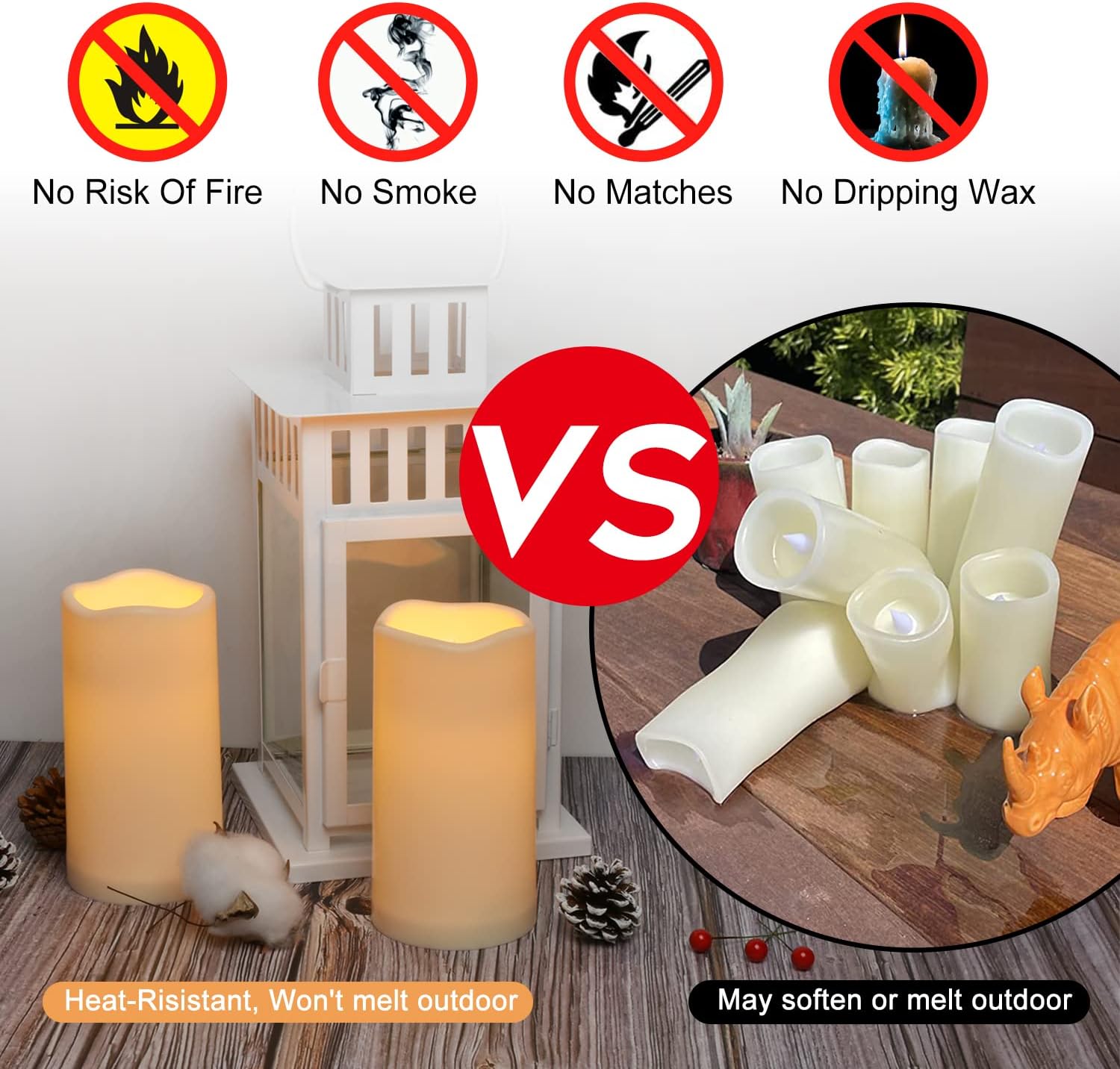wemarry Waterproof Flameless Candles with Remote, Outdoor Indoor Battery Operated Candles(D3 x H 6"),12Pcs Led Fake Candles for Party Home Decor