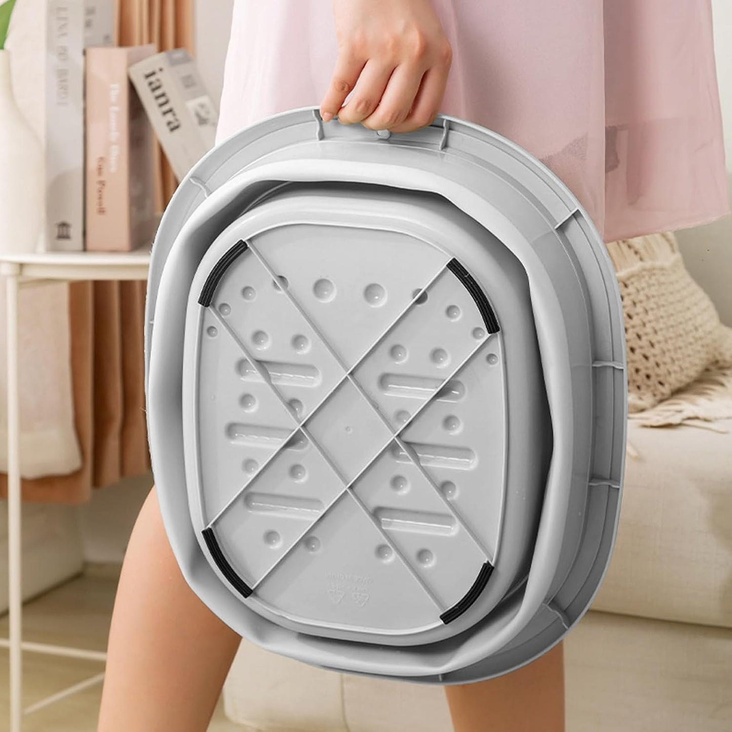 Collapsible Foot Bath Basin, Portable Foot Soak Tub Collapsible Spa Bucket for Soaking Feet with Lid and Massage for Home Soothe Tired Muscles