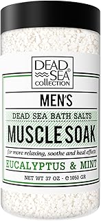 Dead Sea Collection Bath Salts for Men with Eucalyptus & Mint Oils - Muscle Recovery Bath Soak – Mens Pure Dead Sea Salt for Soothing and Relaxing - 37 Oz