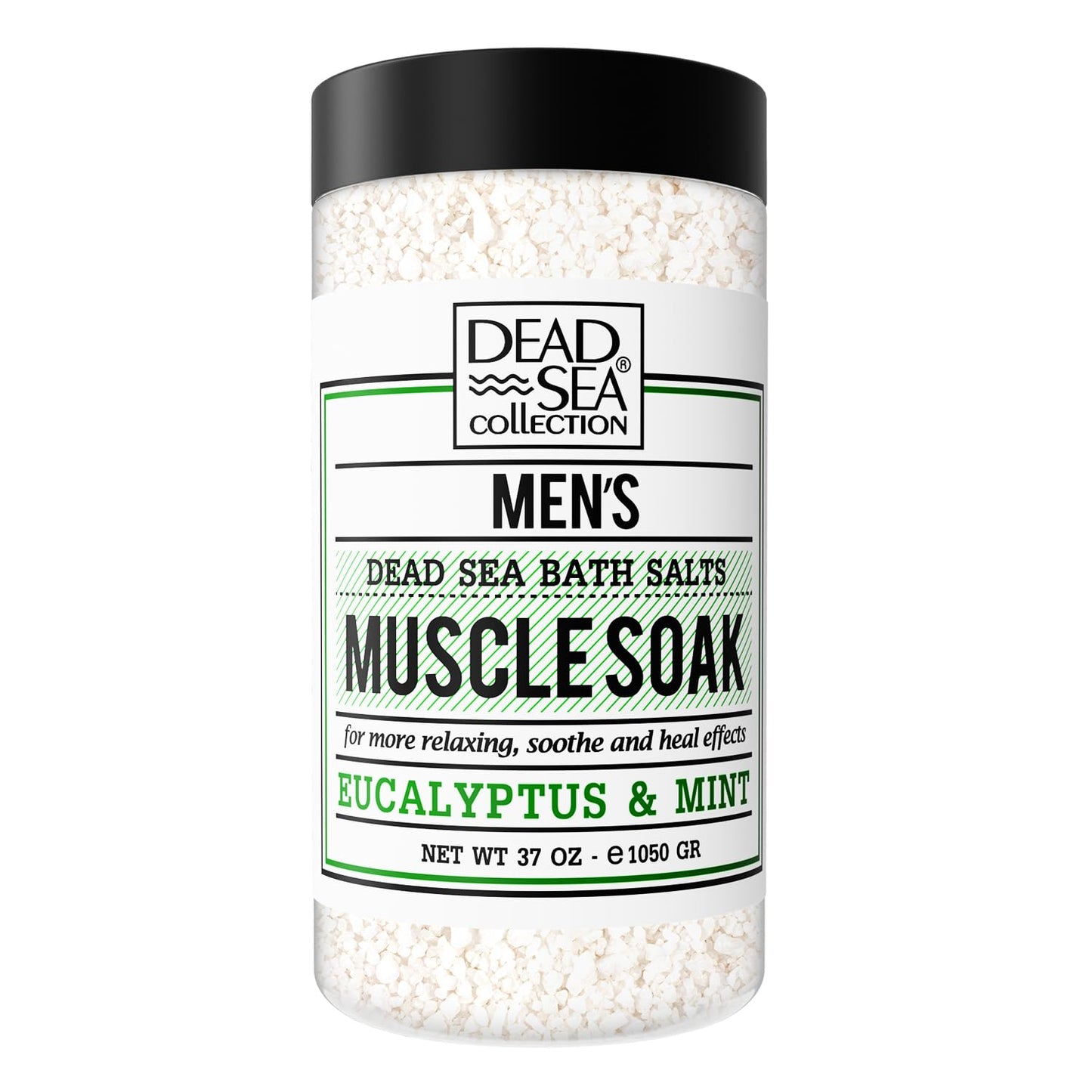 Dead Sea Collection Bath Salts for Men with Eucalyptus & Mint Oils - Muscle Recovery Bath Soak – Mens Pure Dead Sea Salt for Soothing and Relaxing - 37 Oz