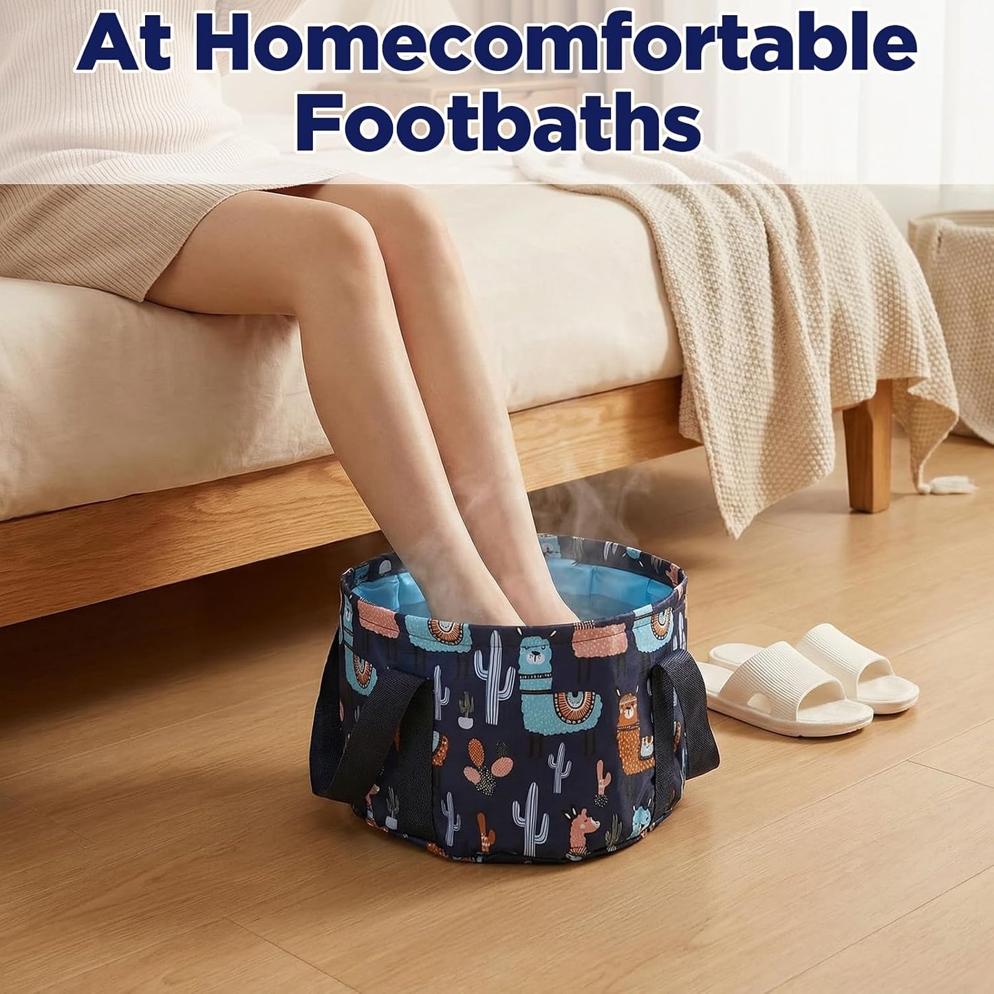 Yolev Foot Bucket for Soaking Feet Portable Foot Bath Basin 7.2 Inches High Travel Foot Tube for Soaking Feet Home Pedicure & Outdoor Camping Washing (Blue)