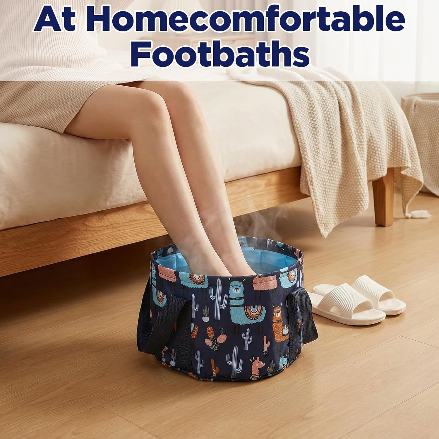 Yolev Foot Bucket for Soaking Feet Portable Foot Bath Basin 7.2 Inches High Travel Foot Tube for Soaking Feet Home Pedicure & Outdoor Camping Washing (Blue)