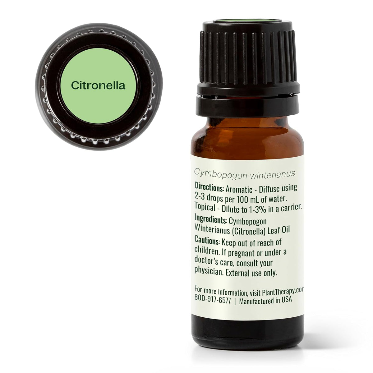 Plant Therapy Citronella Essential Oil 10 mL (1/3 oz) Pure, Undiluted