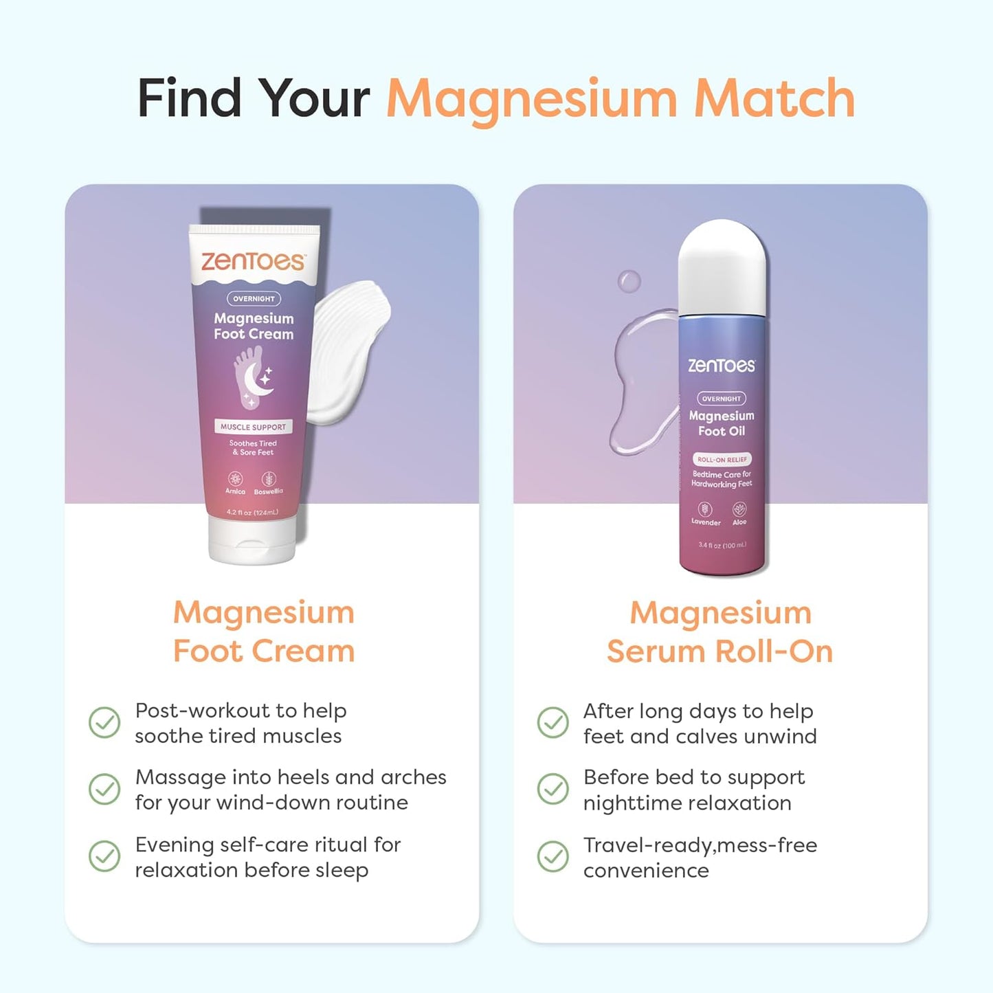 ZenToes Magnesium Oil for Feet | Targeted Tension Relief Roller Ball for Restless Legs & Feet | Magnesium Spray Alternative for Restful Sleep | Lavender & Mint Scent | 3.4oz