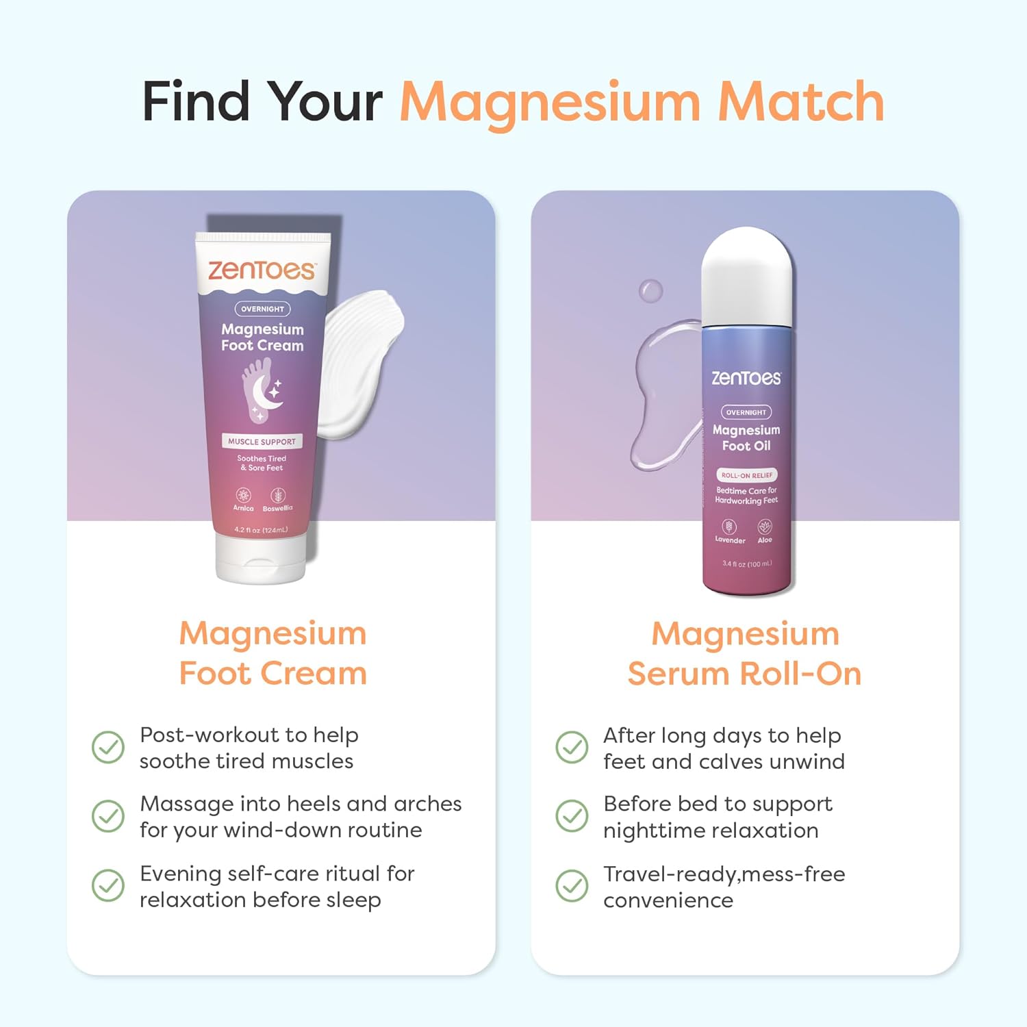 ZenToes Magnesium Oil for Feet | Targeted Tension Relief Roller Ball for Restless Legs & Feet | Magnesium Spray Alternative for Restful Sleep | Lavender & Mint Scent | 3.4oz