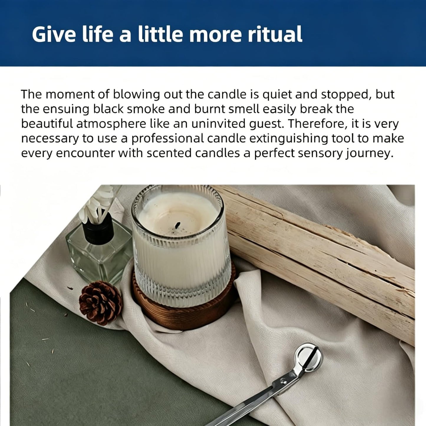 Candle Wick Trimmer and Candle Snuffer Hook Set, Copper-plated nickel material, Sharp Scissors for Precise Wick Trimming