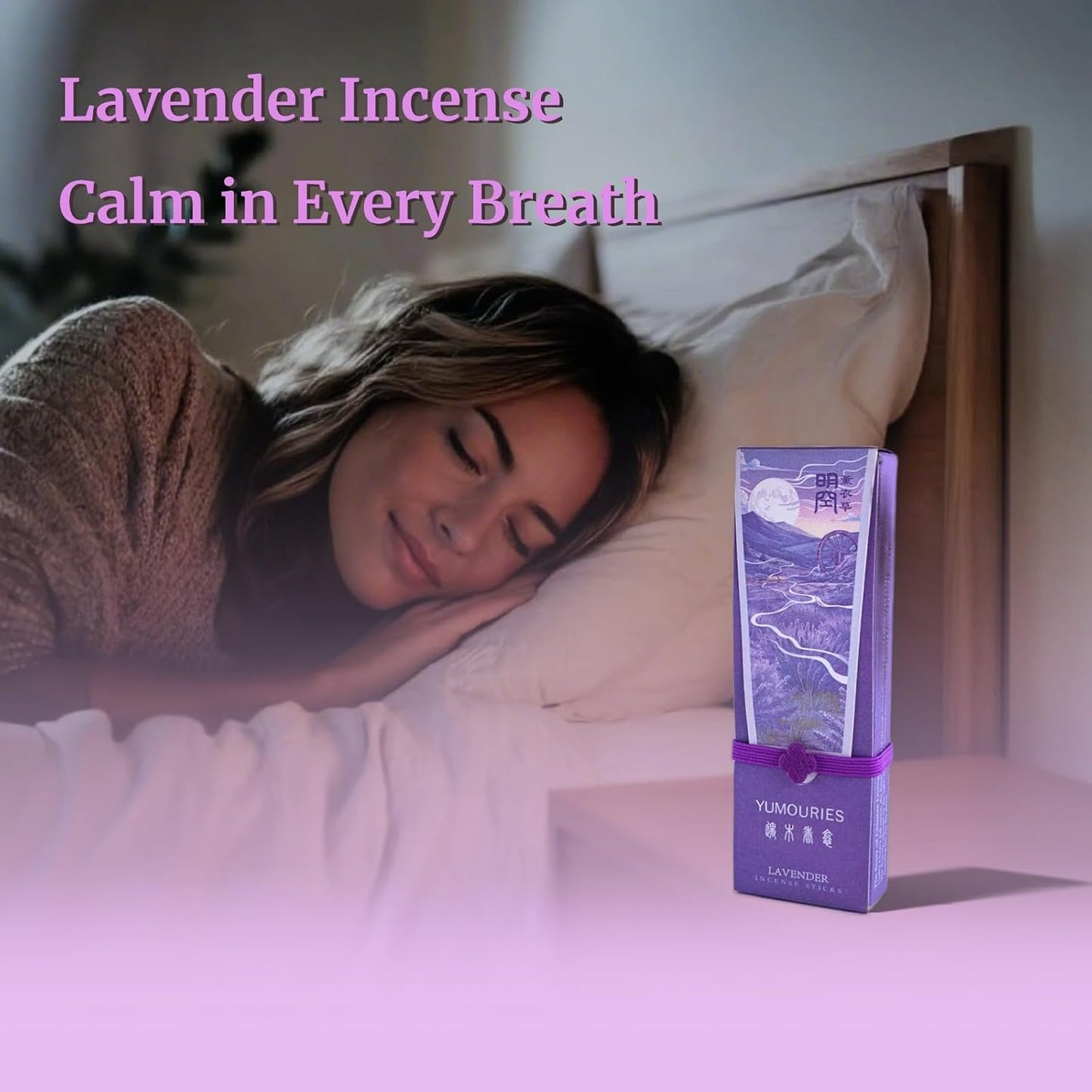 Lavender Incense Sticks 30g · Non-Toxic · Low Smoke for Sleep | Soothing sandalwood, agarwood with frankincense. No bamboo core. 20-min burn. Ideal for meditation & anxiety relief