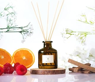 PRISTINE Swiss Château/Inspired by Hilton Reed Diffuser - Home & Bathroom | Fresh Cut Rose, Tangerine, Cedarwood Oil Reed Diffuser Set | Oil & Reed Diffuser Sticks, Home & Office Decor, Fragrance Gift