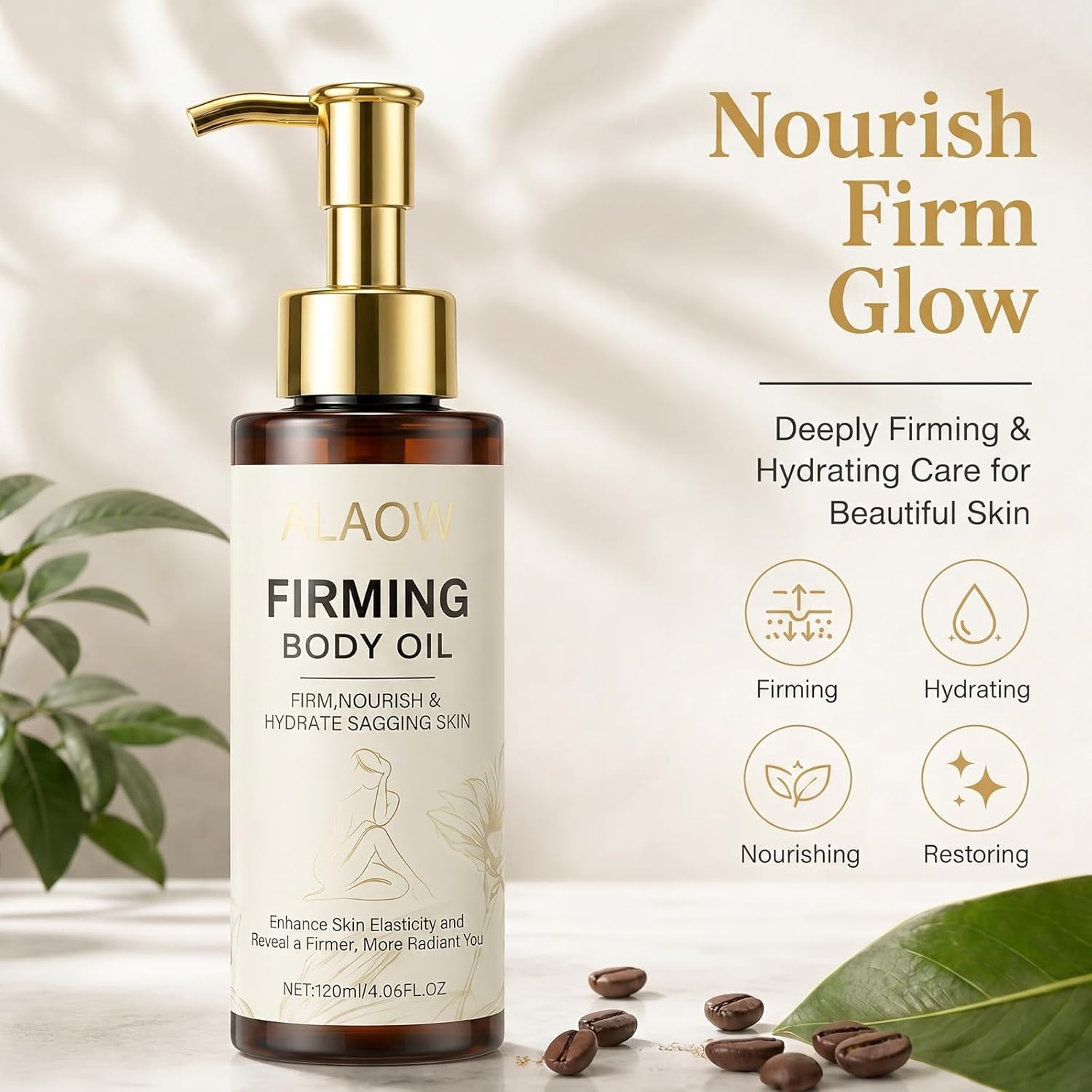 Firming Body Oil for Crepe Skin - After Shower Oil for Women, Tightening & Hydrating Treatment for Arms, Legs, Stomach & Body, Natural Formula for Dry Skin, Lightweight & Non-Greasy（Pack of 1）