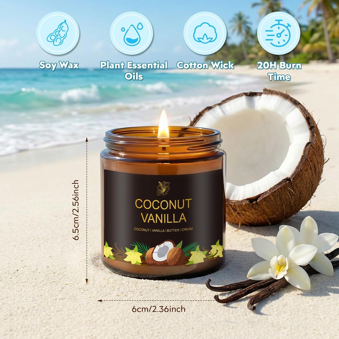 8-Pack Scented Candle, 28oz Burn Time 160 Hours, 8 Scents:Pineapple Cocktail, Coconut Vanilla, Pink Sands, Bahama Breeze& More. Perfect Spring and Summer Gift for Family and Friends.
