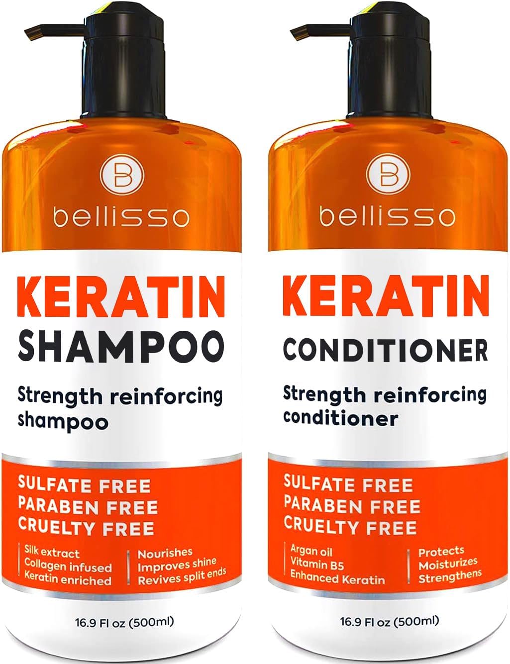 BELLISSO Aromatherapy Shower Steamers Set, 6 Fizzies, and Keratin Shampoo and Conditioner Set