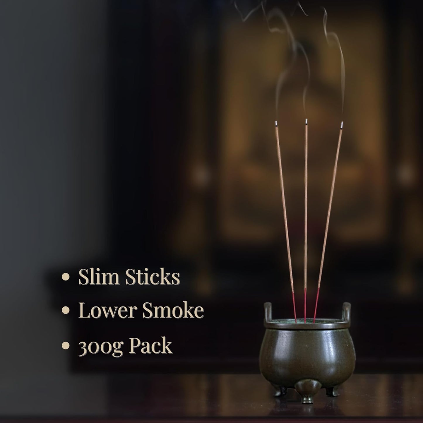 I H INCENSE HOUSE+ – Taiwanese-Style Worship Joss Incense Sticks 30cm, 300g (Approx. 380–400 Slim & Low Smoke Fine Sticks) – Traditional Bamboo-Core Incense for Rituals, Prayer & Daily Worship (1)
