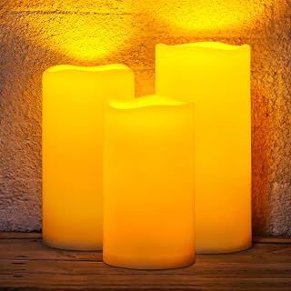 Homemory Large Solar Candles Outdoor Waterproof, 4"x6"8" 10", Dusk to Dawn, Solar Powered Flameless Candles for Outdoor, Lanterns, Set of 3