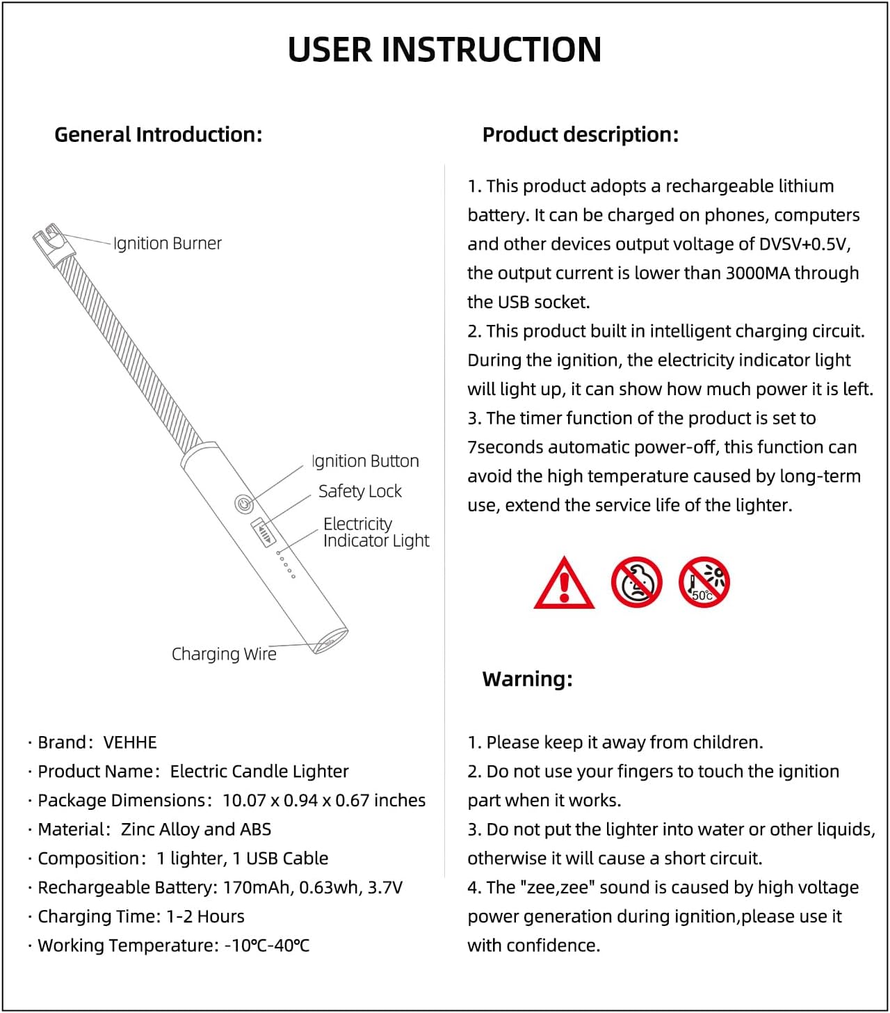 VEHHE Candle Lighter, Electric Rechargeable Arc Lighter with LED Battery Display Long Flexible Neck USB Lighters for Light Candles Gas Stoves Camping Barbecue