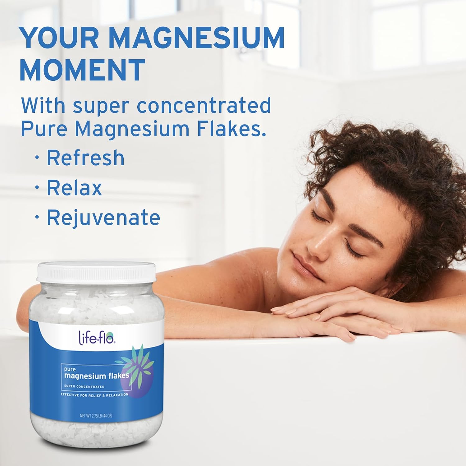 Life-flo Vanilla Magnesium Lotion 8oz and Magnesium Flakes for Bath 44oz - Relief and Relaxation with Topical Magnesium Chloride from Zechstein Seabed - Soothe Muscles and Joints - 60-Day Guarantee