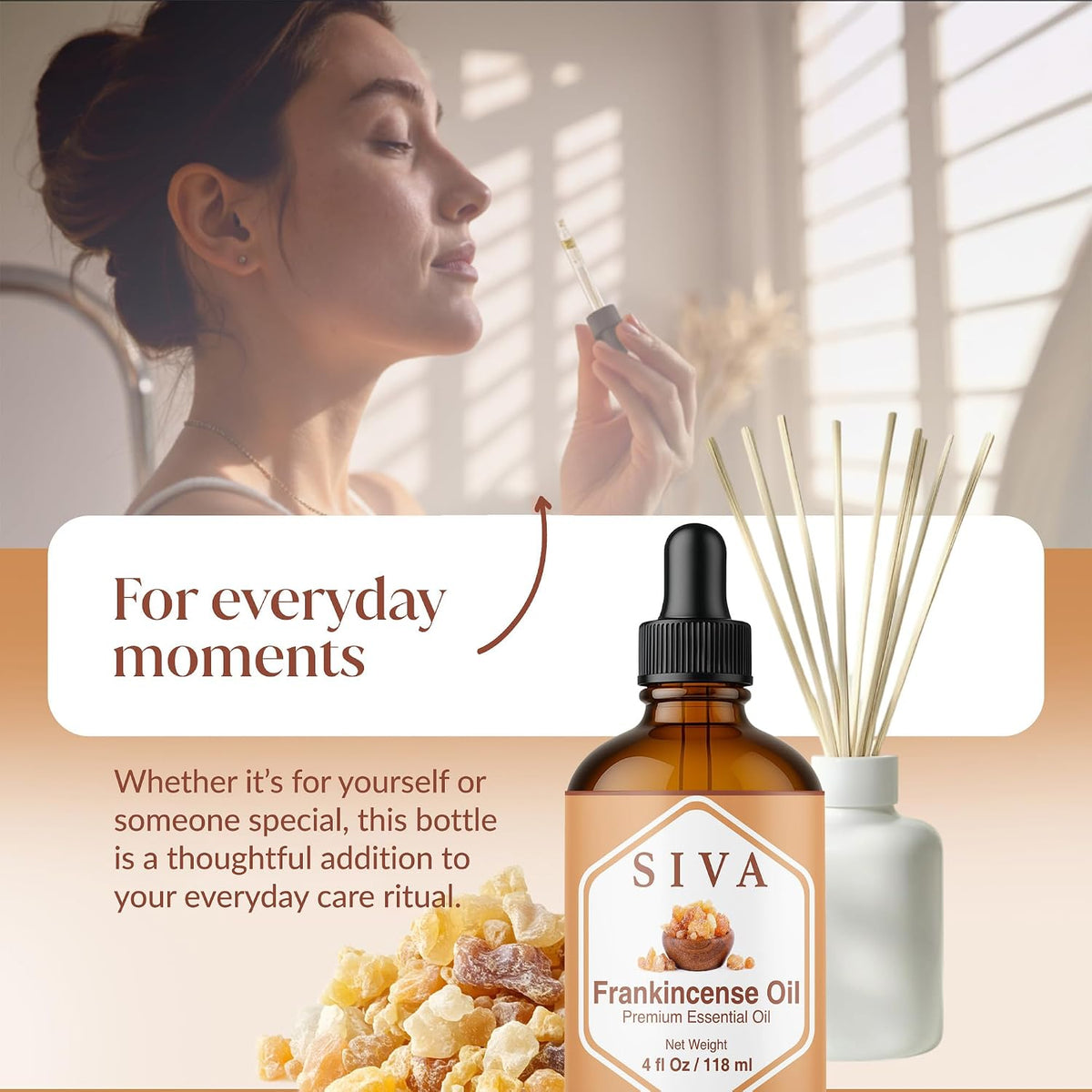 Siva Frankincense Essential Oil with Dropper, 4 Fl Oz (118 ml)