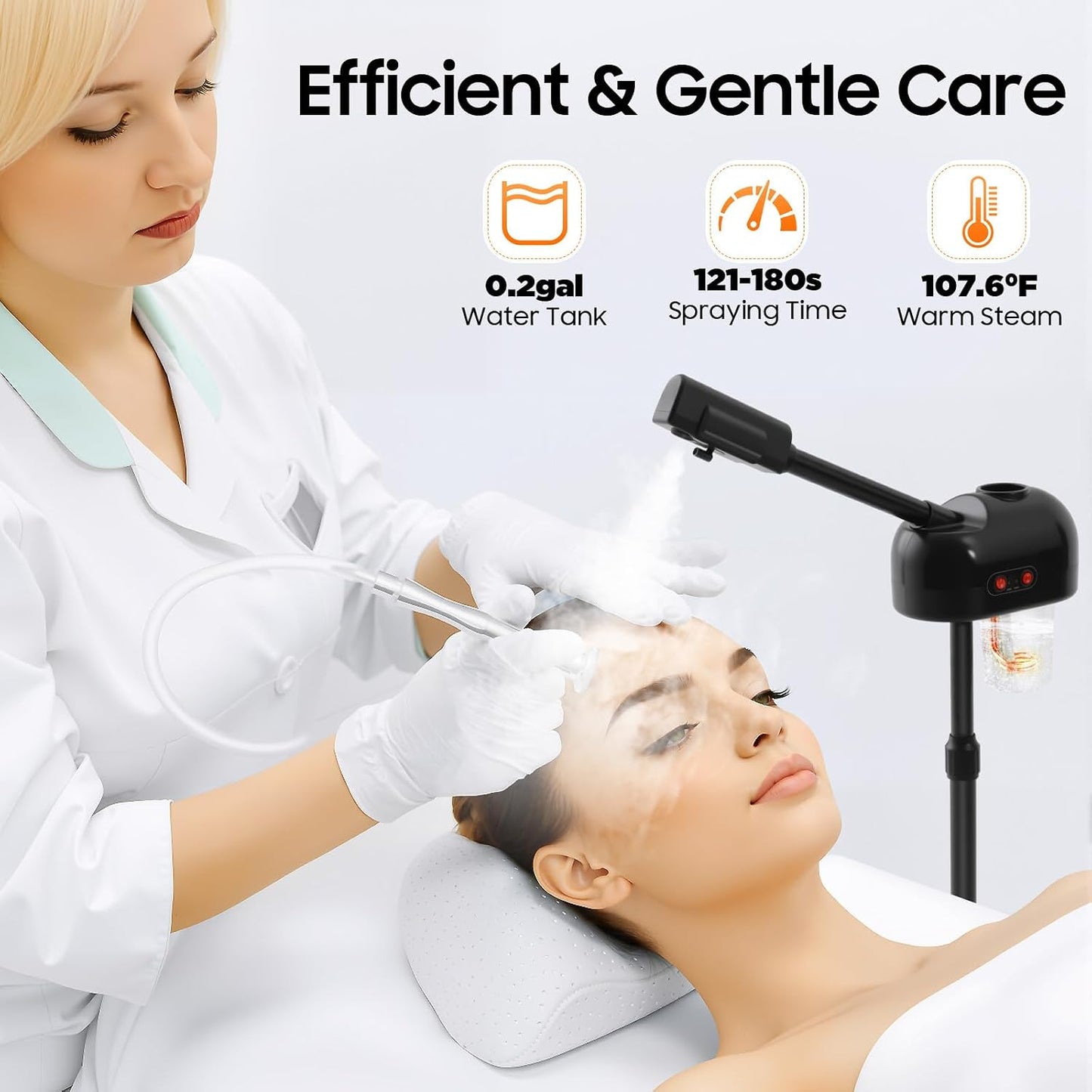 Facial Steamer, Professional Face Steamer ， Esthetician Steamer for Spa and Salon Beauty, Hot Ionic Mist Face Steamer for Facial Deep Cleaning Skin Care Equipment- Black