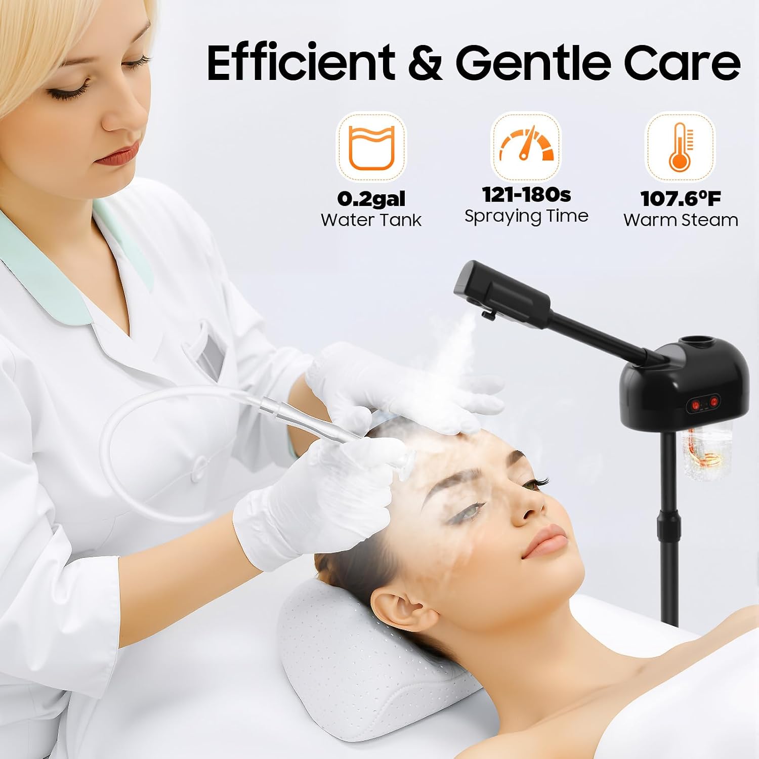 Face Steamer for Facial Deep Cleaning, Stand Facial Steamer with Hot Mist and 360° Rotatable Nozzle, Facial Steamers Home Facial Spa, Steamer Esthetician for Salon, Spa