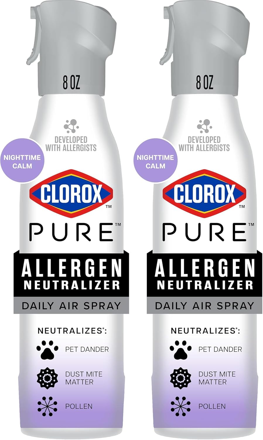 Clorox PURE Allergen Neutralizer Daily Air Spray, Nighttime Calm, 8 Ounces (Pack of 2)