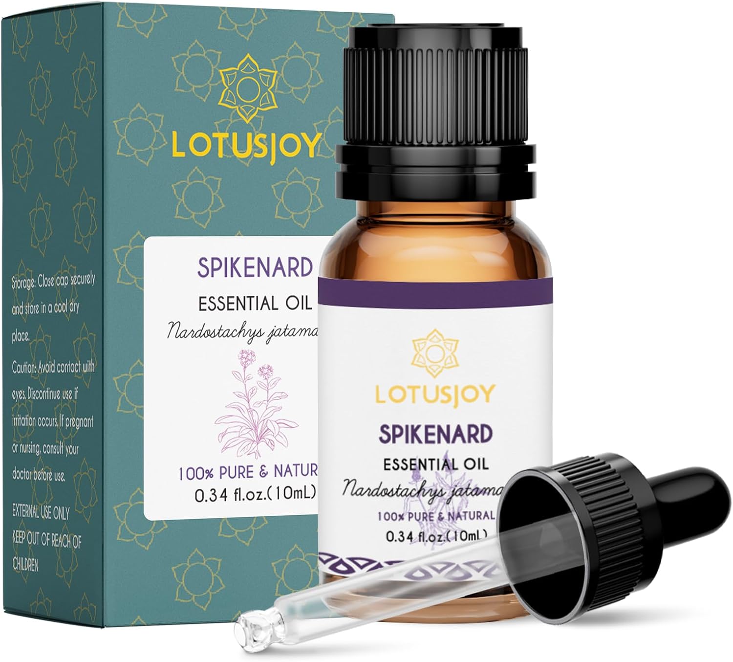 100% Pure Spikenard Essential Oil 0.34 Fl Oz, Natural Spikenard Oil in Amber Glass Bottle with Dropper for Diffuser Massage Skin Care DIY