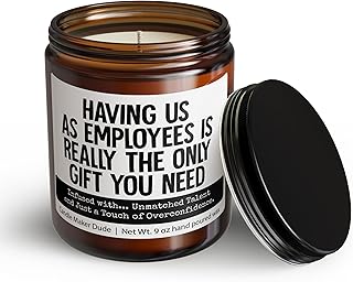 Candle Maker Dude Funny Boss Gift Candle, Having Us as Employees is The Only Gift You Need - Infused with Great Taste in Hiring, 9 oz Soy Wax, Hand Poured, Veteran-Owned (Unmatched Talent)