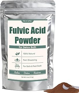 Fulvic Acid Detox Bath Powder, Natural Mineral Bath Soak for Foot & Body, Vegan Self-Care Spa Gift, No Additives, Gentle on Skin, Fast Dissolving, Includes 5g Scoop, Easy to Use, 4oz