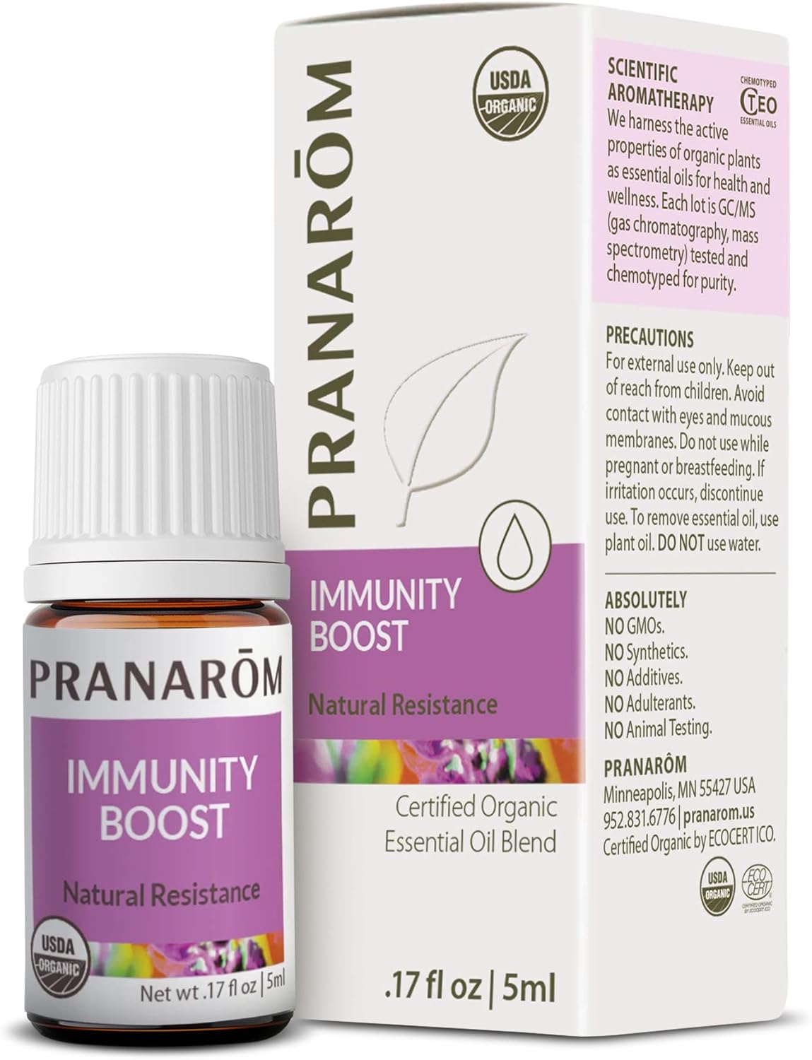 Pranarom - Immunity Boost Essential Oil Blend (5ml) - Lavender, Eucalyptus, and Tea Tree - 100% Pure Essential Oil for Diffusing and Wellness | USDA and ECOCERT Certified Organic