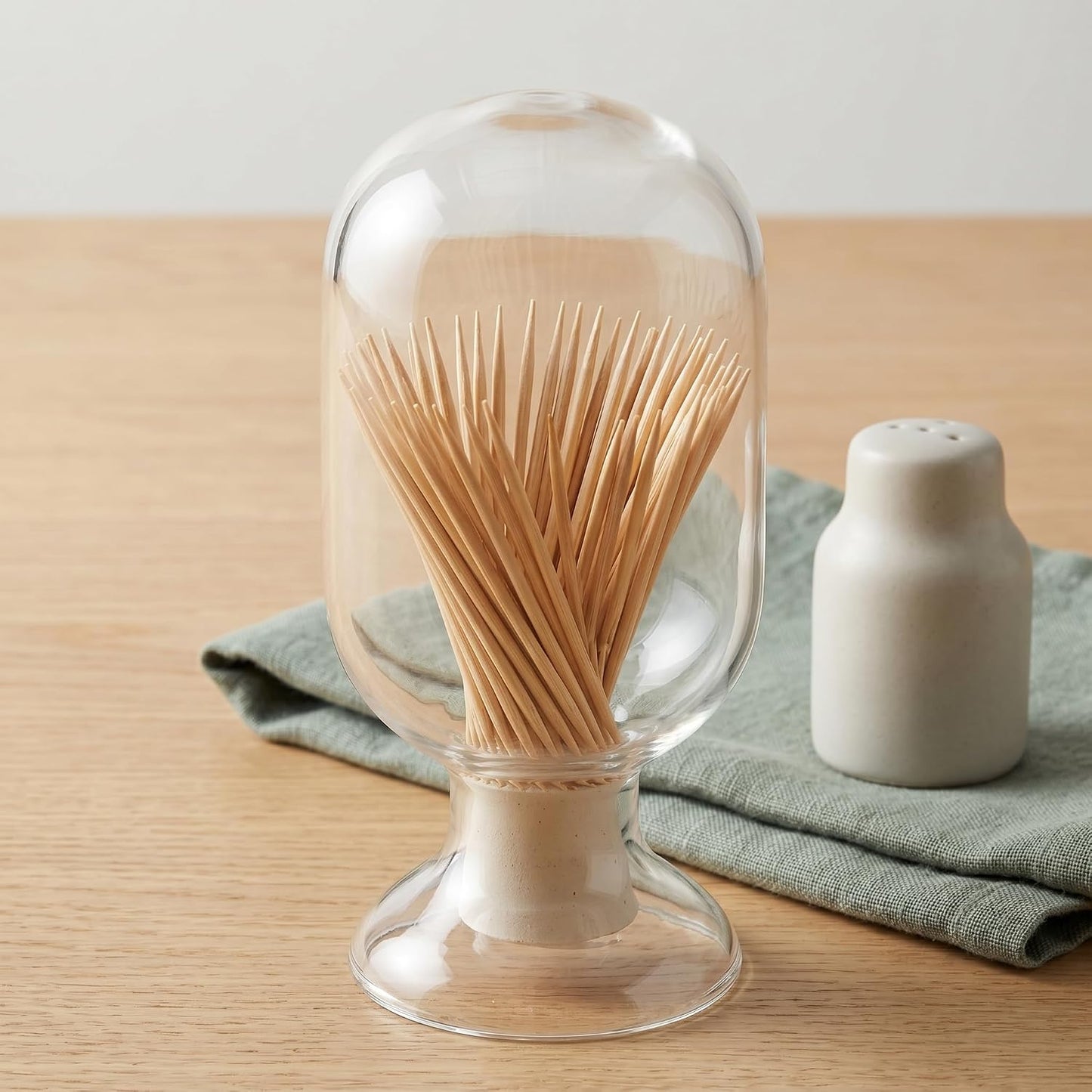 Beavorty Glass Matches Jar Bell-Shaped Storage Bottle with Stopper 3.93X1.96 Inch Transparent Display Bottle for Laboratory and Toothpick Holder