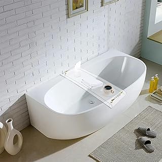 Acrylic Bathtub Caddy Tray Bathroom Rack, Clear Bath Shelf Table with Gold Handle, No-Assembly Bathtub Towel Tray, for Bathroom