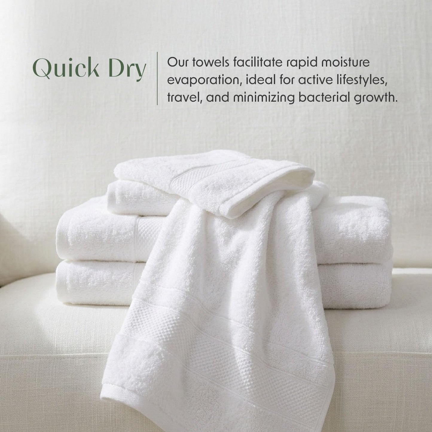 Springtree Home Luxury 100% Cotton Bath Towels Set | 100% Zero Twist Cotton | Premium Bath Towels | Ultra Soft Thick Plush & Highly Absorbent | Luxury Hotel & Spa Bathroom Towels | 6 Piece Set - White