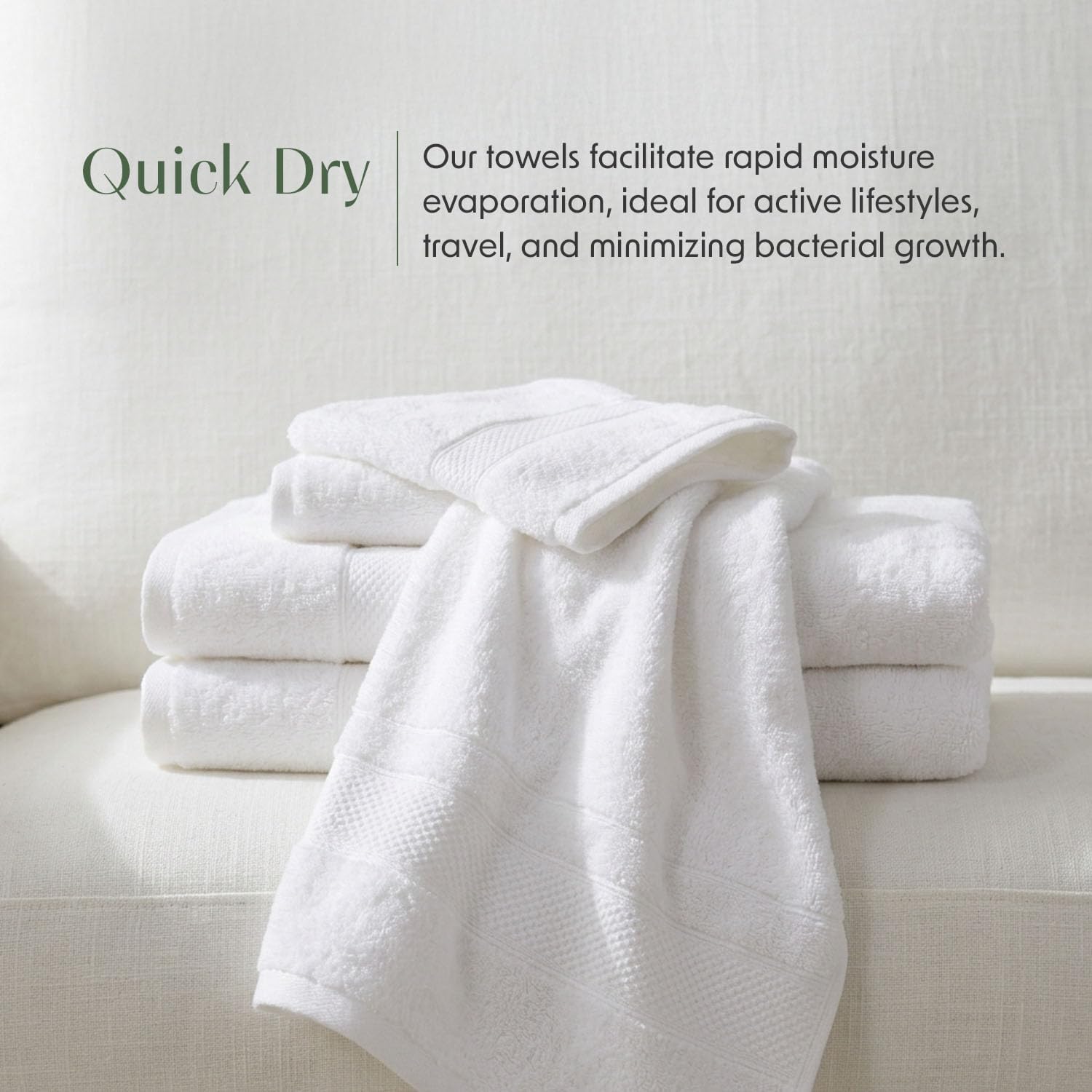 Springtree Home Luxury 100% Cotton Bath Towels Set | 100% Zero Twist Cotton | Premium Bath Towels | Ultra Soft Thick Plush & Highly Absorbent | Luxury Hotel & Spa Bathroom Towels | 6 Piece Set - White