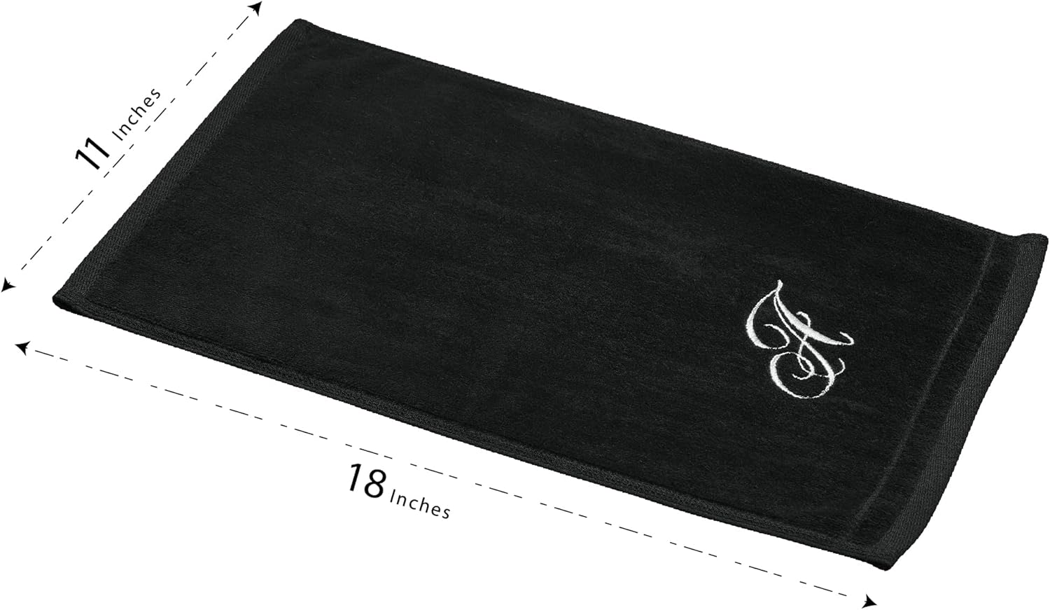 Monogrammed Towels Fingertip, Personalized Gift, 11 x 18 Inches - Set of 2 White Embroidered Towel - Extra Absorbent 100% Cotton - Soft Velour Finish - For Bathroom/ Kitchen/ Spa - Initial N (Black)