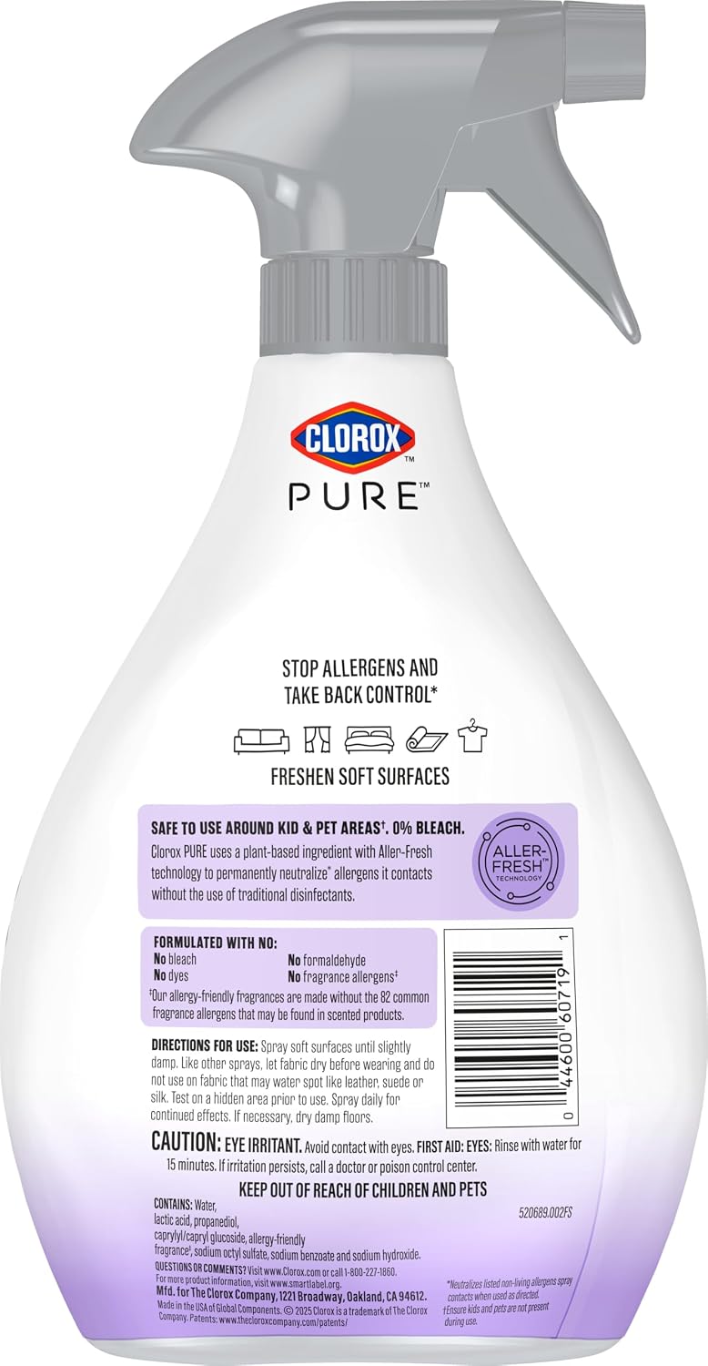 Clorox PURE Allergen Neutralizer Fabric and Carpet Spray, Nighttime Calm, 26 Fluid Ounces (Pack of 2)