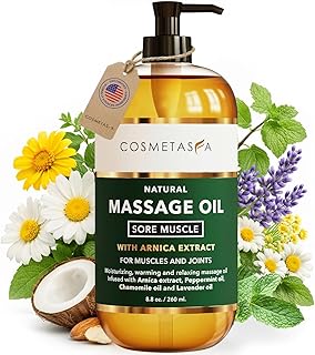 Cosmetasa Sore Muscle Massage Oil - 8.8 oz, Soothes Muscle and Joint with Arnica Extract, Peppermint, Chamomile, and Lavender Oil (8.8 oz, Sore Muscle)