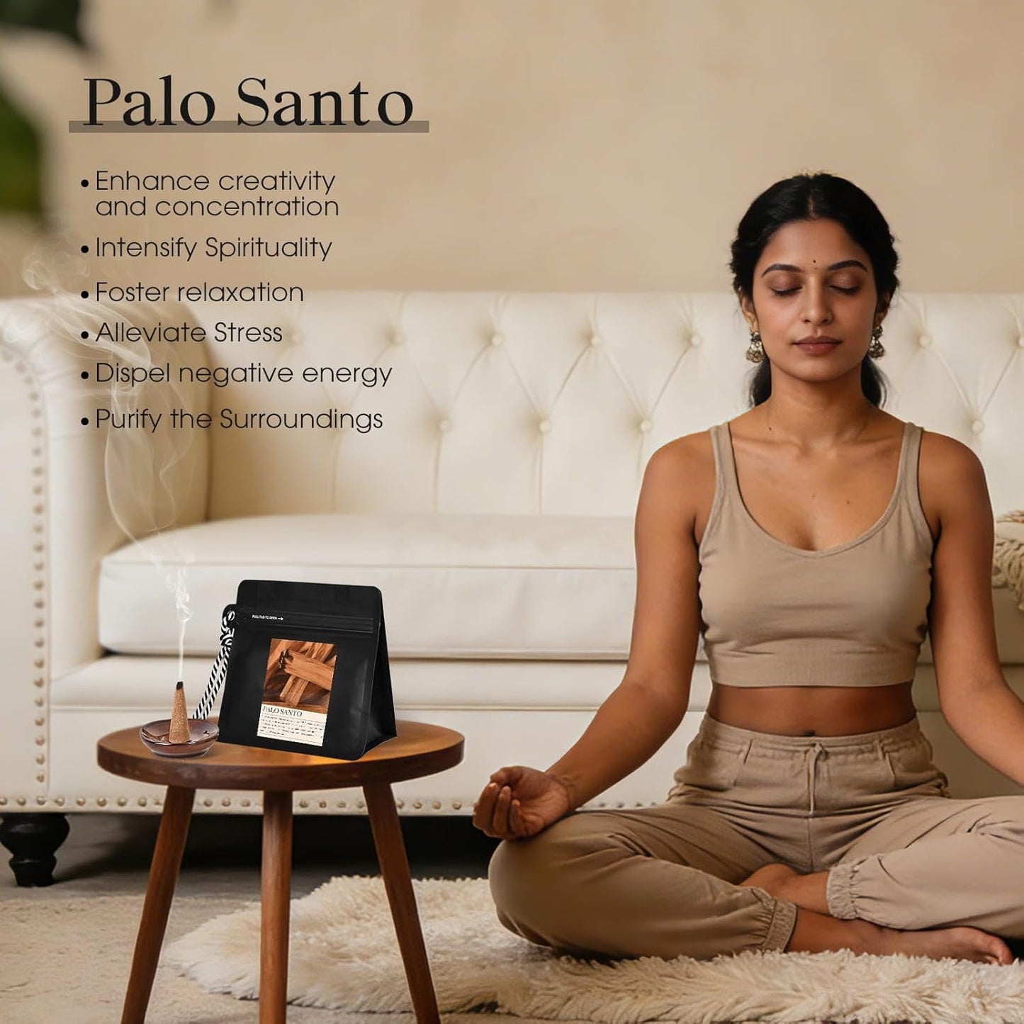 Palo Santo Incense Cones 30 Pcs with Holder - Natural Scent for Meditation & Space Cleansing