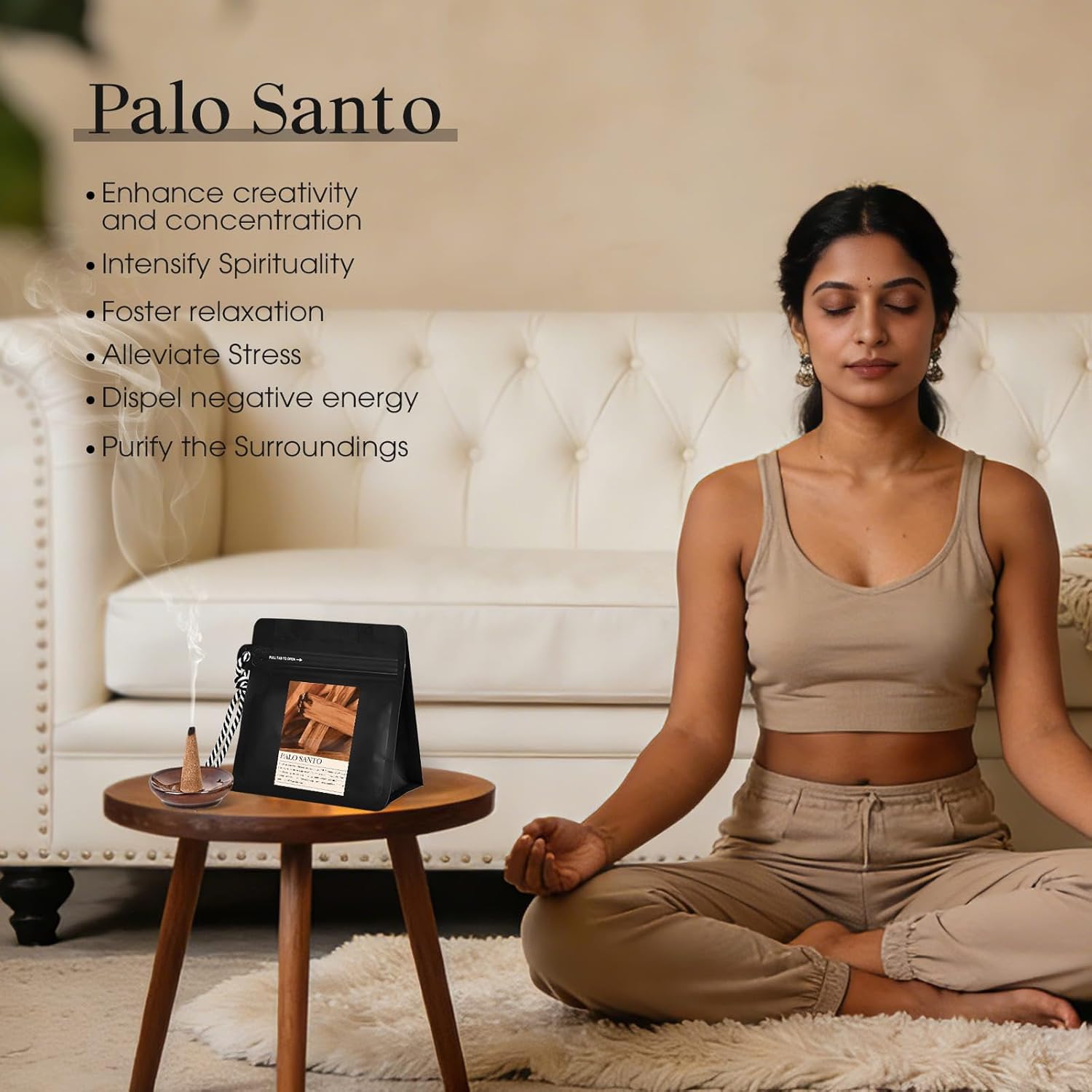 Palo Santo Incense Cones 30 Pcs with Holder - Natural Scent for Meditation & Space Cleansing