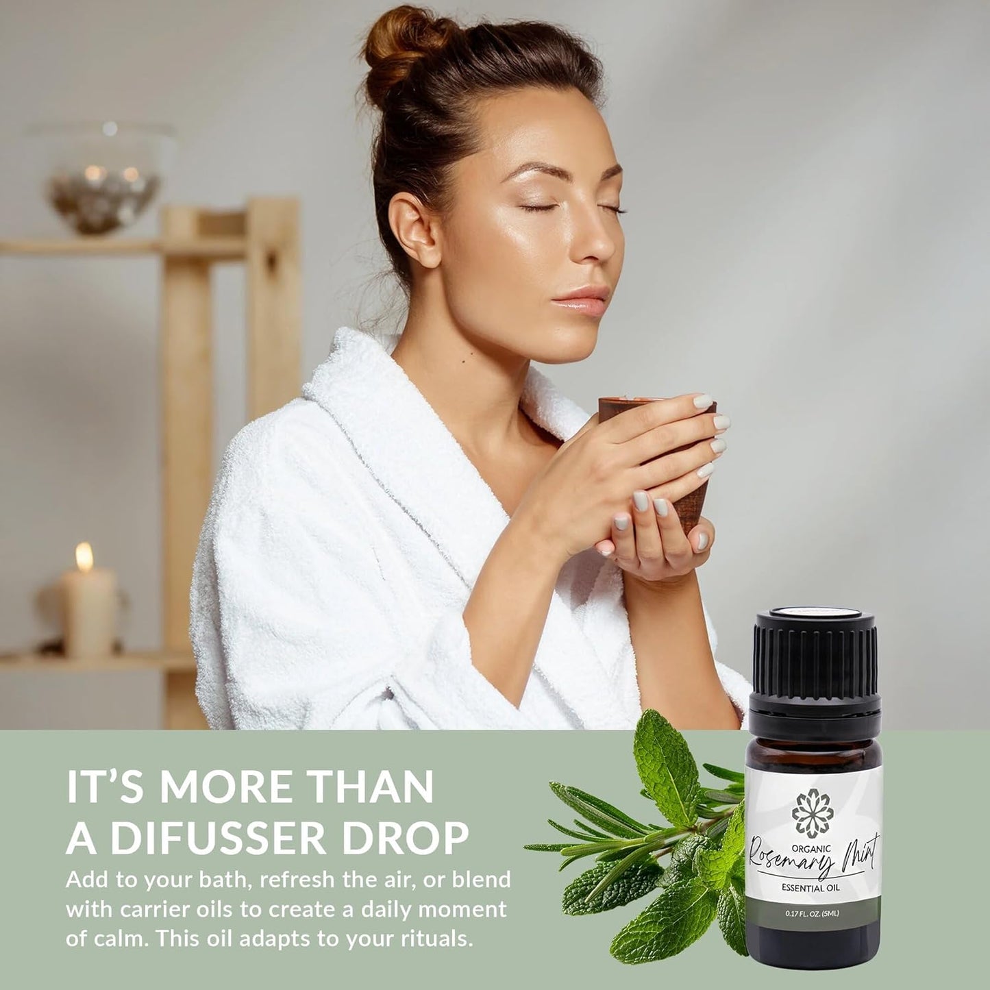 Essence Rosemary Mint Essential Oil, 5 ml | Aromatherapy Oil for Diffusers & Personal Use | Natural Fragrance for Relaxation, Clarity & Wellness | Made in USA | Herbal & Refreshing Scent