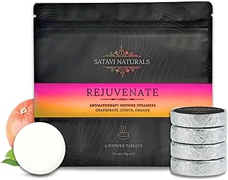 Citrus Shower Steamers Aromatherapy (6 Pack) – Energy Boost & Stress Relief Shower Bombs – Natural Essential Oil Spa Tablets, Individually Wrapped – Self Care Birthday Gifts for Men & Women