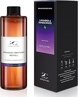 Diffuser Oil Refill, 250ml / 8.45 fl oz, Lavender & Sandalwood - Reed & Aromatherapy Diffuser Oil, Long-Lasting Home Fragrance, Sweet Orange & Cedarwood Notes