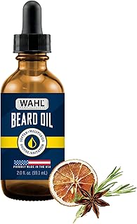 Wahl® Beard Oil for Men – Softens & Moisturizes Beard Hair, Soothes Skin Irritation - Contains Sweet Almond, Oat Kernel & Cinnamon Oils - Fresh Citrus Scent, 2.0 Fl Oz – Model 3028692
