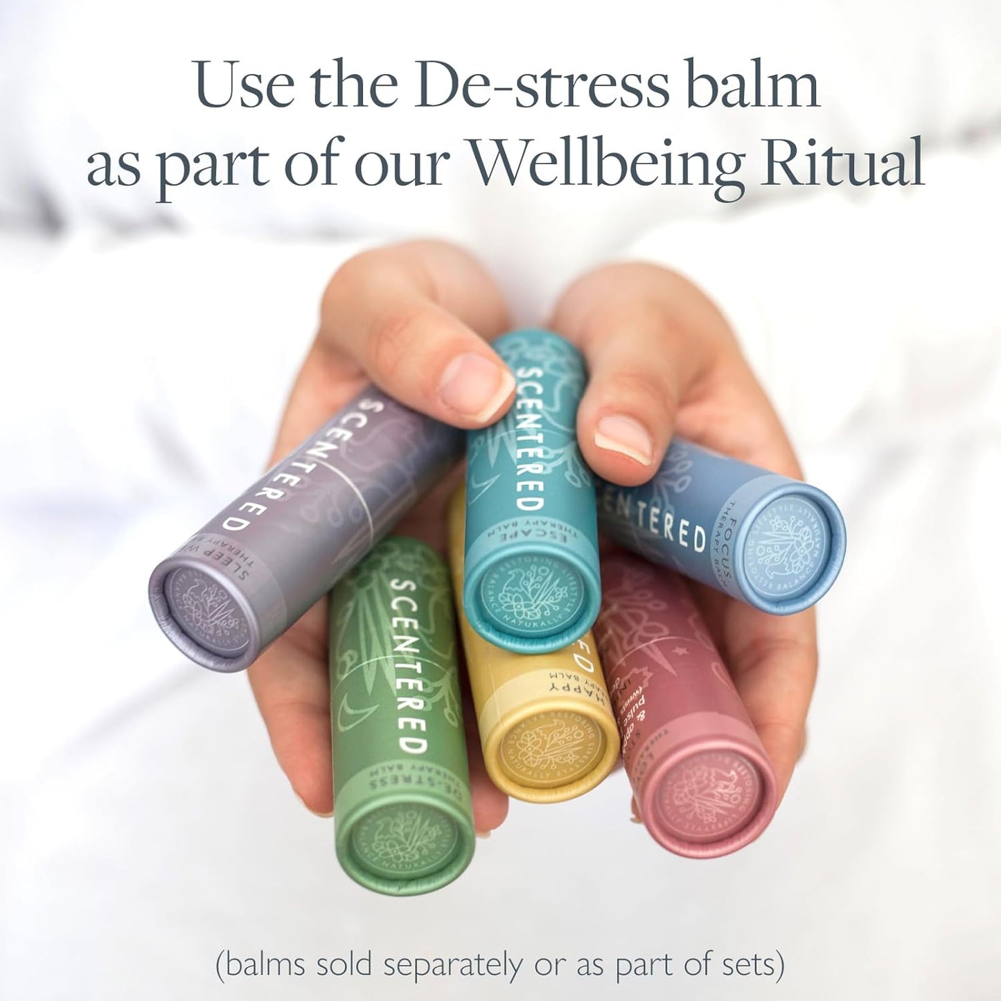 Scentered Aromatherapy Stress Relief Balm Stick - De Stress Essential Oil Roll On Calm Carry for Relaxation - Natural Stress Reliever - Chamomile, Cedarwood, Rosemary - Destress Gifts for Women