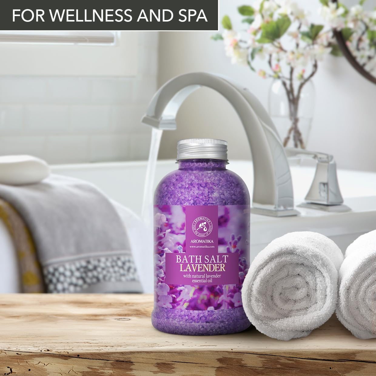 Lavender Bath Salt With Natural Essential Oil 21.16 Oz - Lavanda Salt 600g - Aromatherapy Salts for Relaxation
