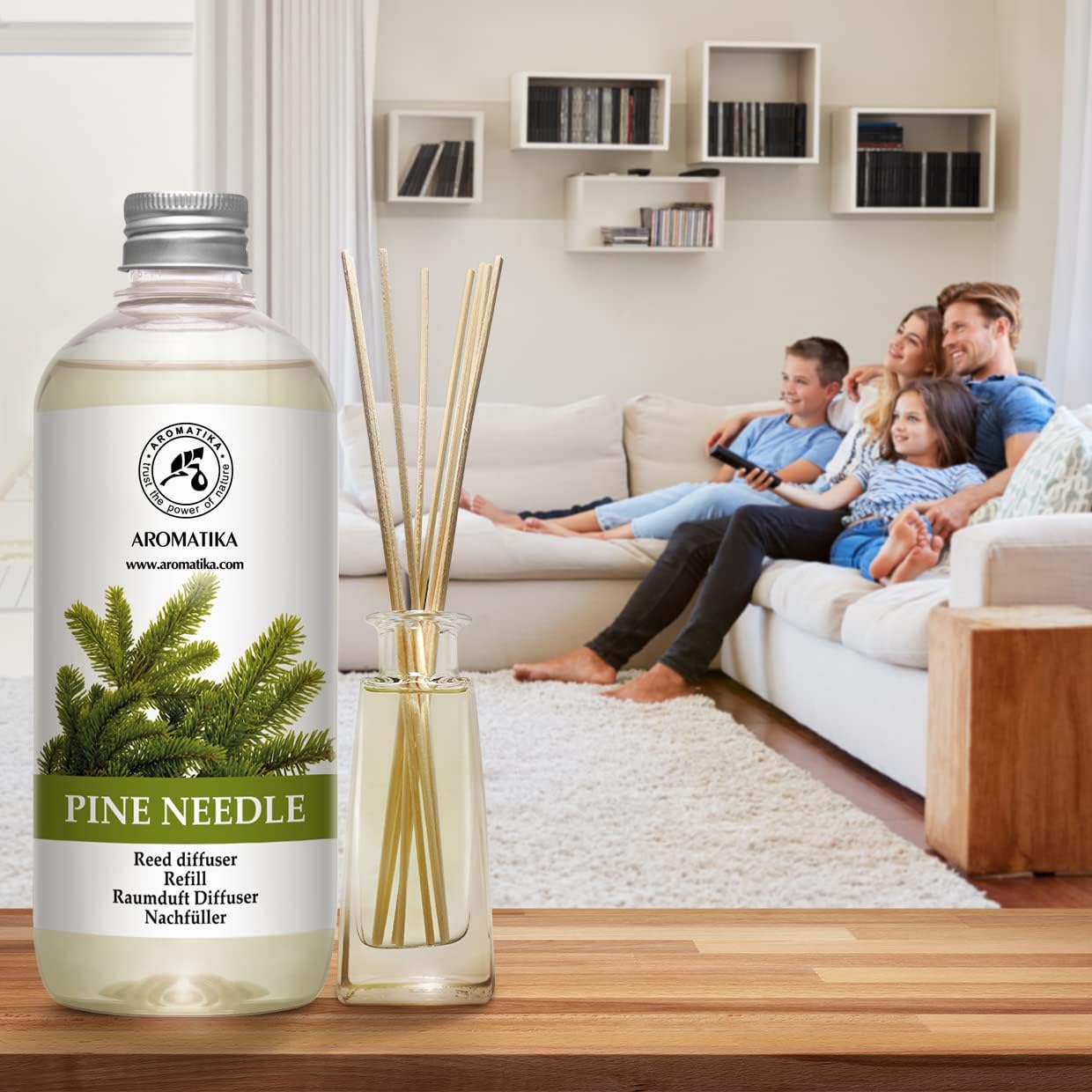 Pine Diffuser Refill 17.0 Fl Oz - Fresh & Long Lasting Fragrance - Scented Reed Diffuser - Diffuser Oil Refill - for Aromatherapy - Office - Air Fresheners w/Natural Essential Pine Needle Oil