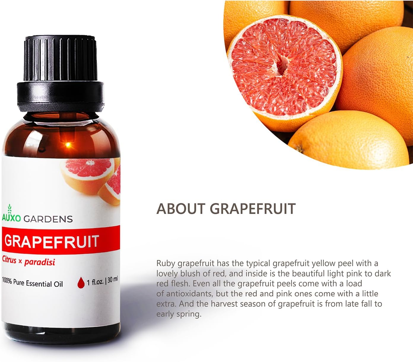 Grapefruit Essential Oil 1 oz (30ml) - 100% Pure and Undiluted Therapeutic Grade Italian Grapefruit Oil