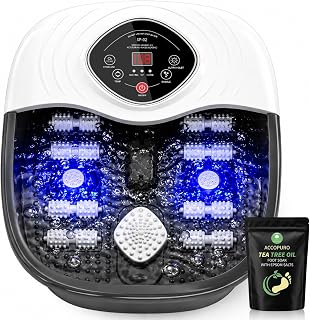 Foot Spa Bath Massager with Heat, UV Ozone & Oxygen Bubbles, Shiatsu Rollers Epsom Salt Temperature Control, Relieves Stress and Feet Pain - Home Pedicure Soaking Tub Gift for Women/Men